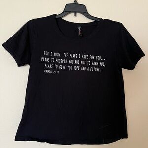 Black Graphic T-Shirt with a Bible Quote